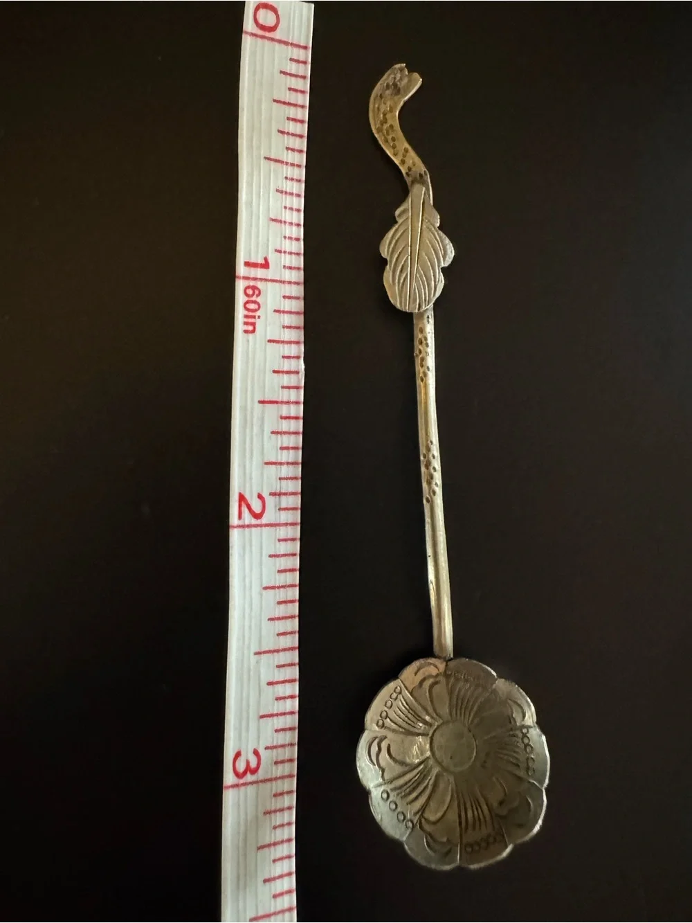 Antique Russian 84 Silver Engraved Floral Miniature Spoon 3”